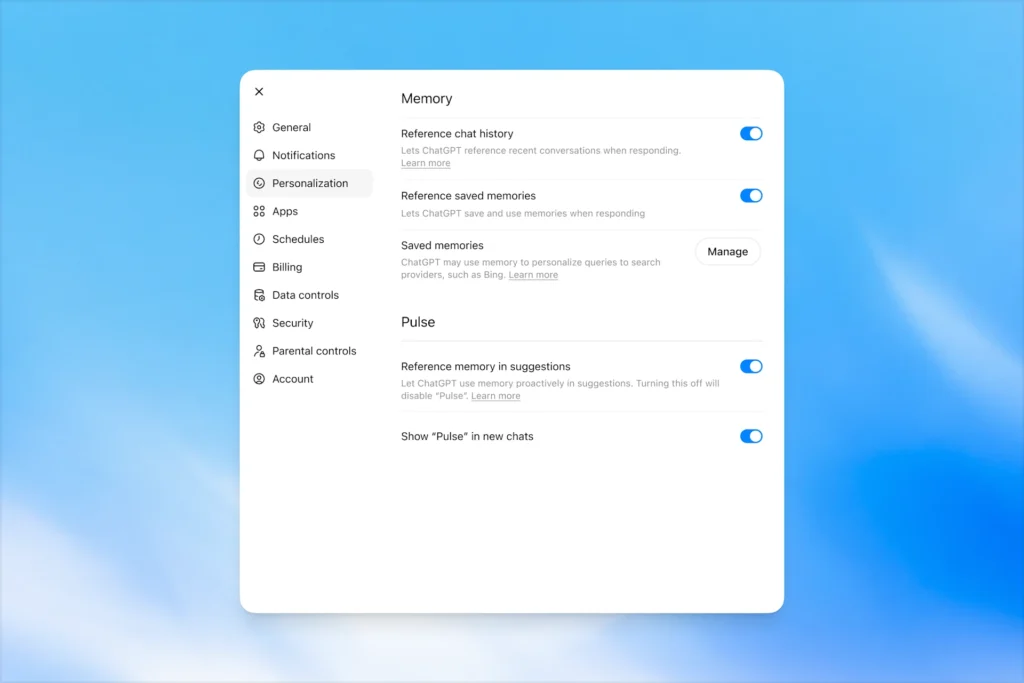 Memory settings 1