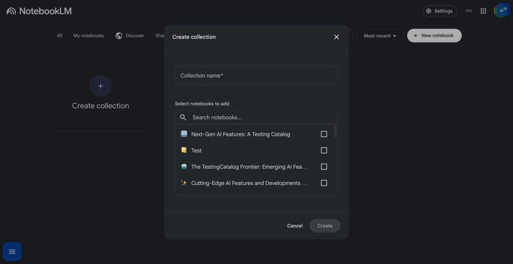 Coleções no NotebookLM em teste para organizar notebooks e projetos com IA