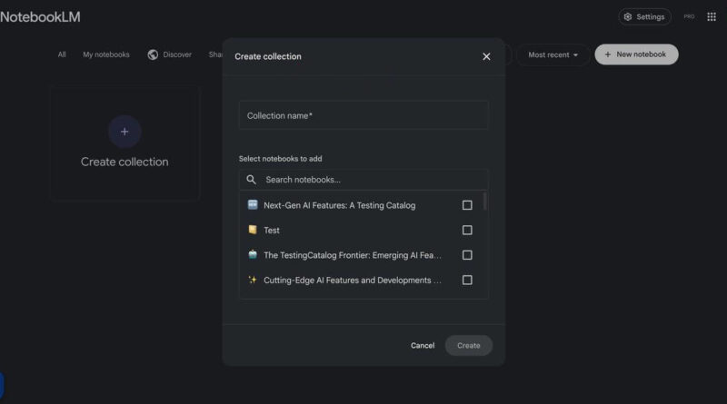 Coleções no NotebookLM em teste para organizar notebooks e projetos com IA