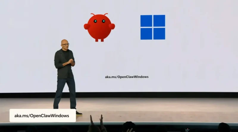 Painel do Microsoft Build 2026 apresentando novos modelos de IA, incluindo MAI-Thinking-1 e MAI-Code-1-Flash.