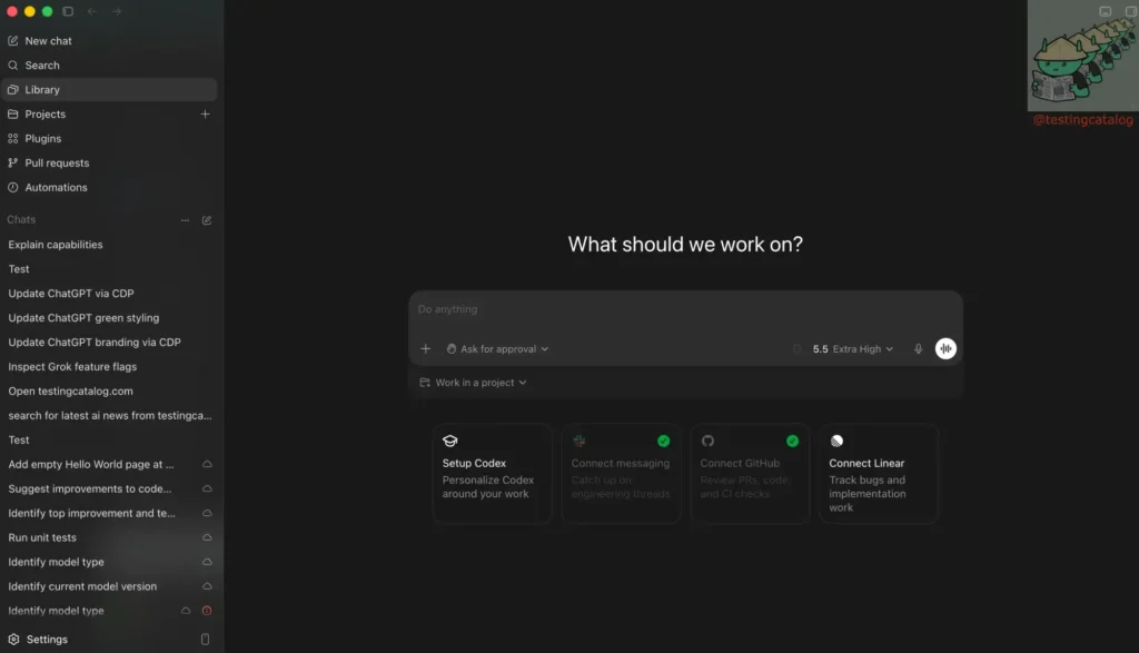 OpenAI testa voz em tempo real no Codex 5 Library no Codex semelhante à biblioteca usada pelo ChatGPT