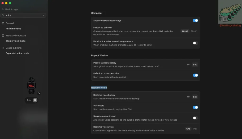 OpenAI testa voz em tempo real no Codex 3 Voz em tempo real no Codex com configurações para desenvolvedores