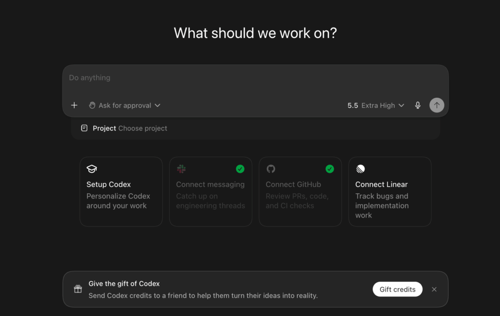 OpenAI testa créditos do Codex como presente 2 Interface do Codex mostra possível recurso de créditos do Codex para presente