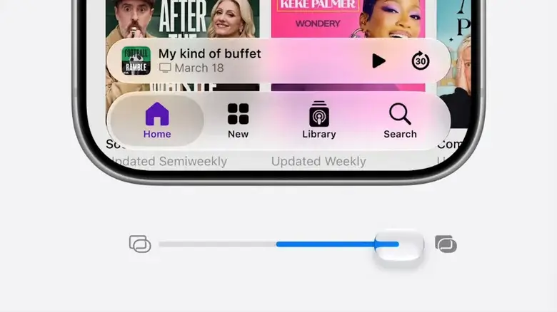 Controle de opacidade do Liquid Glass no iOS 27