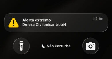 Alerta da Defesa Civil com mensagem misantropia em smartphone no Brasil