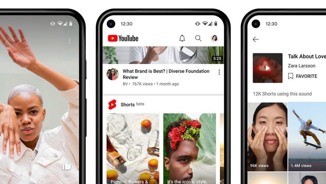 YouTube Shorts em celular com interface de vídeos curtos e recomendações