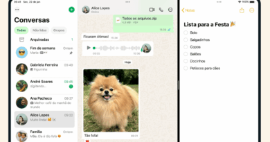 WhatsApp no iPad em tela dividida com conversas e app Notas no iPadOS