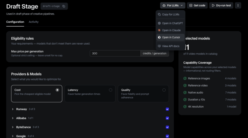 Runway Media Router organiza modelos de IA generativa para vídeo imagem e áudio