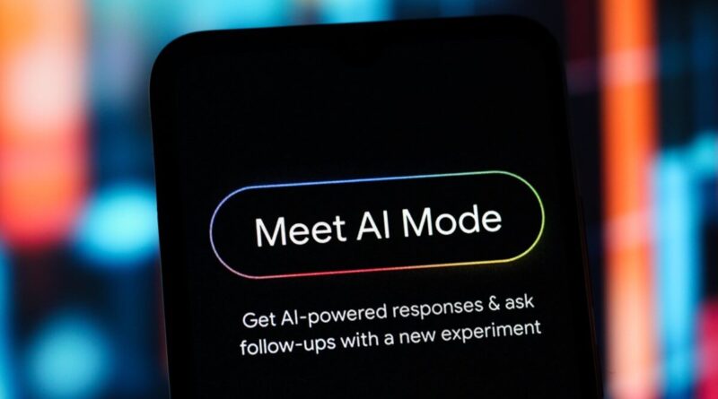 AI Mode do Google exibido em smartphone com recursos de busca por IA