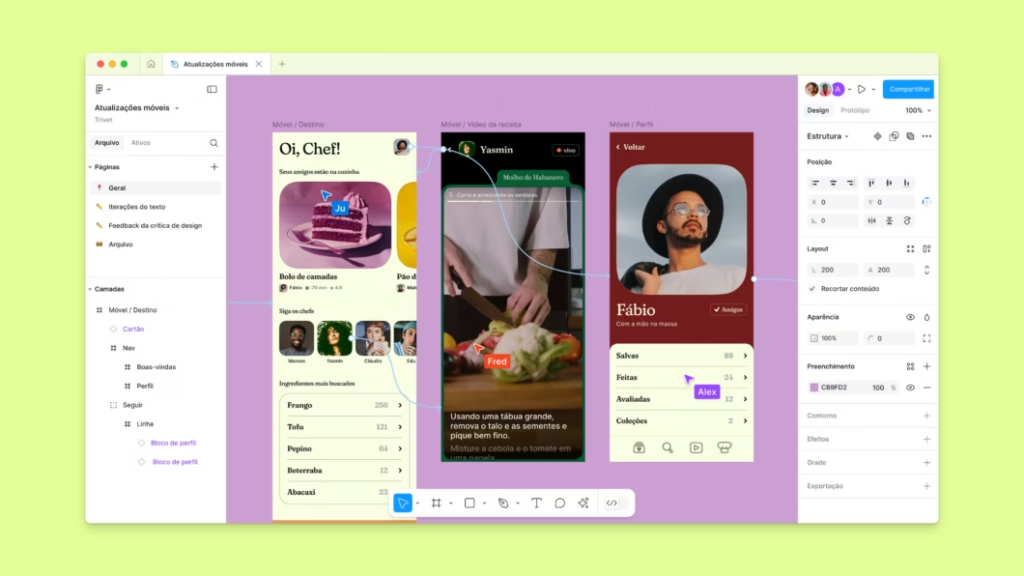 Interface do Figma em português brasileiro para usuários e empresas no país