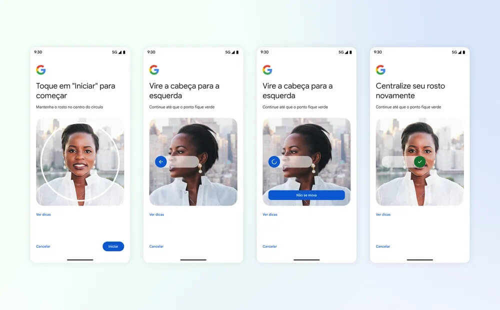 Google libera login por vídeo de selfie 3 Tela do Google mostra registro de vídeo de selfie para autenticação