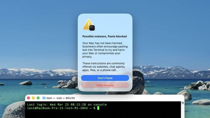 ClickLock Stealer: malware trava Macs 5 macOS Tahoe alerta sobre comandos copiados da internet no Terminal