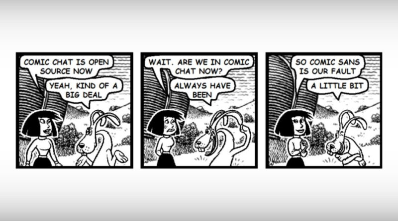 Microsoft Comic Chat vira open source no GitHub 2 Microsoft Comic Chat em interface clássica com quadrinhos e Comic Sans