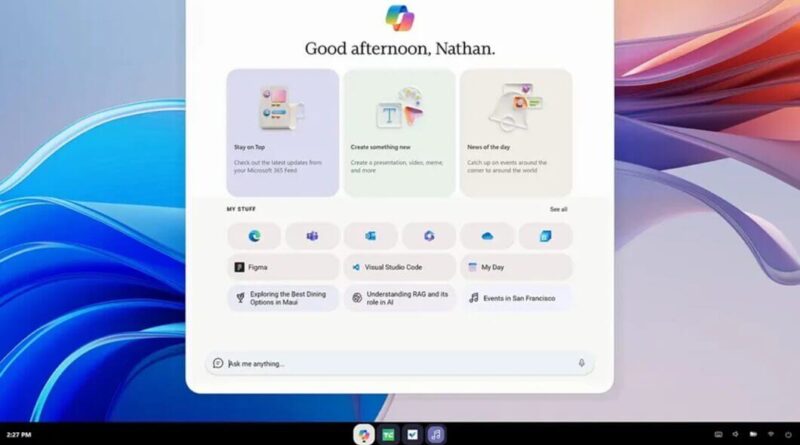 Project Aion mostra interface web com Copilot OS e barra de tarefas