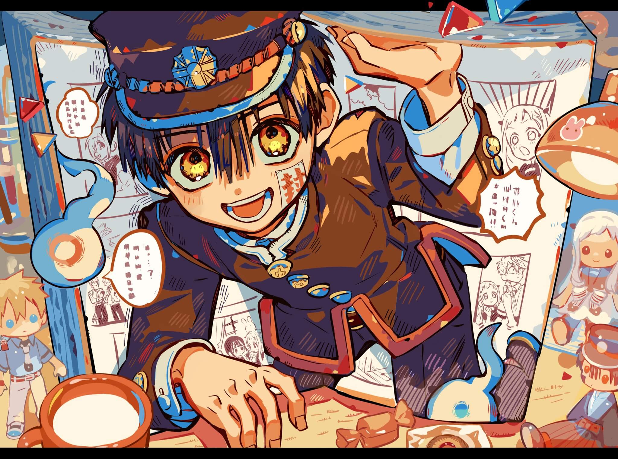 Arte relacionada ao retorno do manga Jibaku Shounen Hanako-kun após hiato de saúde