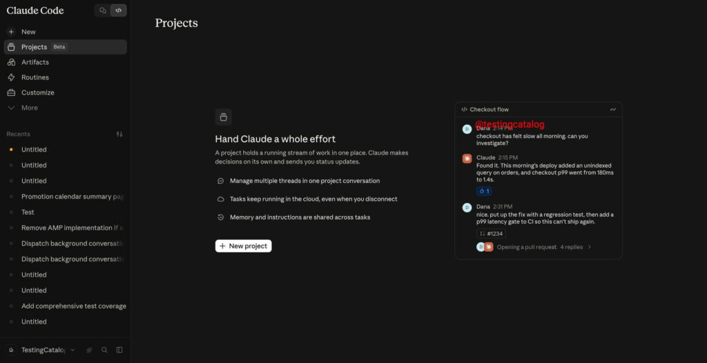Claude Code ganha projetos colaborativos no Desktop 2 Tela do Claude Code mostra projetos colaborativos com repositórios e sessões persistentes