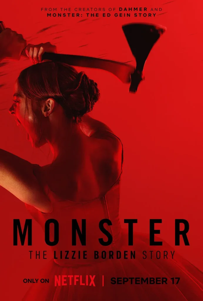 Pôster oficial de Monster temporada 4 sobre Lizzie Borden na Netflix