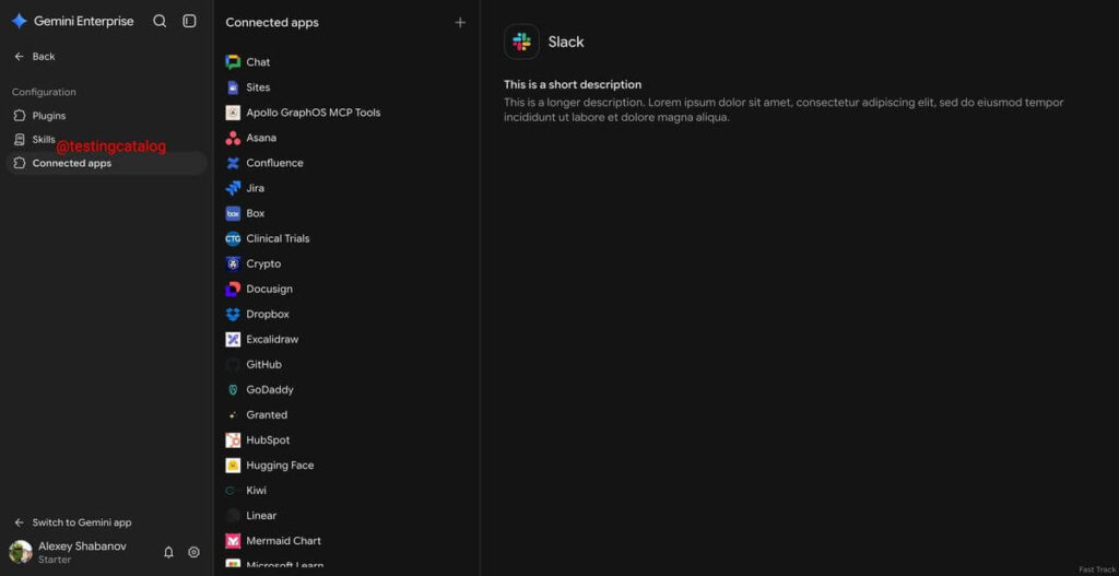 Gemini Enterprise prepara Plugins e notificações para fluxos corporativos 3 Gemini Enterprise mostra área de Plugins, conectores e Skills em interface corporativa