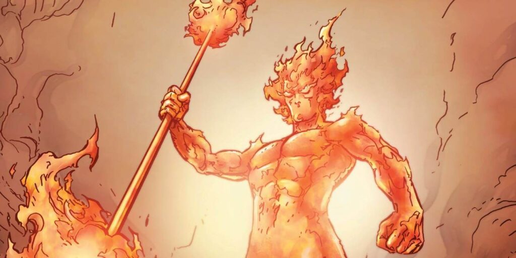 Os 10 Personagens Mais Fortes que o Homem-Aranha Venceu 19 Arauto de Galactus Senhor do Fogo erguendo seu cajado cósmico