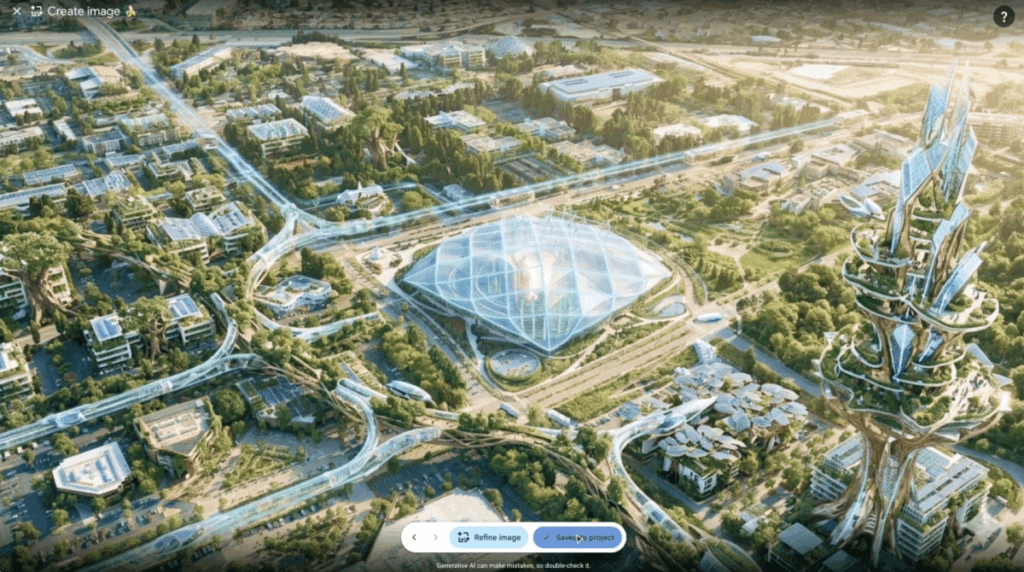 Google Earth IA com imagem gerada por inteligência artificial em mapa real
