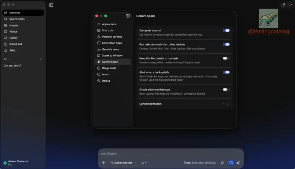 Gemini Desktop testa Computer Use para controlar apps 4 Captura do Gemini Desktop com indícios do recurso Computer Use em teste