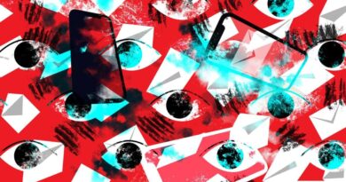 Ilustração sobre spyware, celulares e vigilância digital ligada a vulnerabilidades de segurança