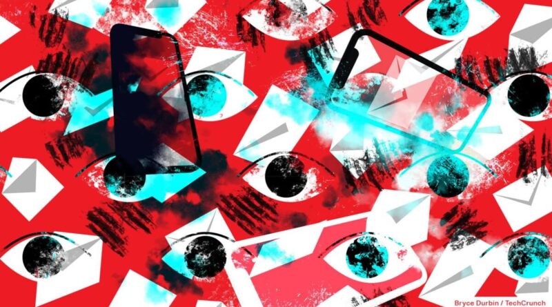 Ilustração sobre spyware, celulares e vigilância digital ligada a vulnerabilidades de segurança