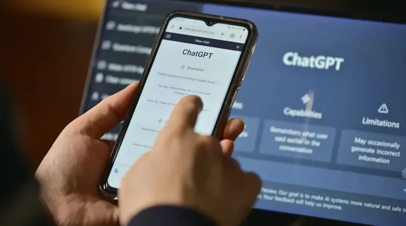 Pessoa usa ChatGPT enquanto avalia anúncios e planos da OpenAI