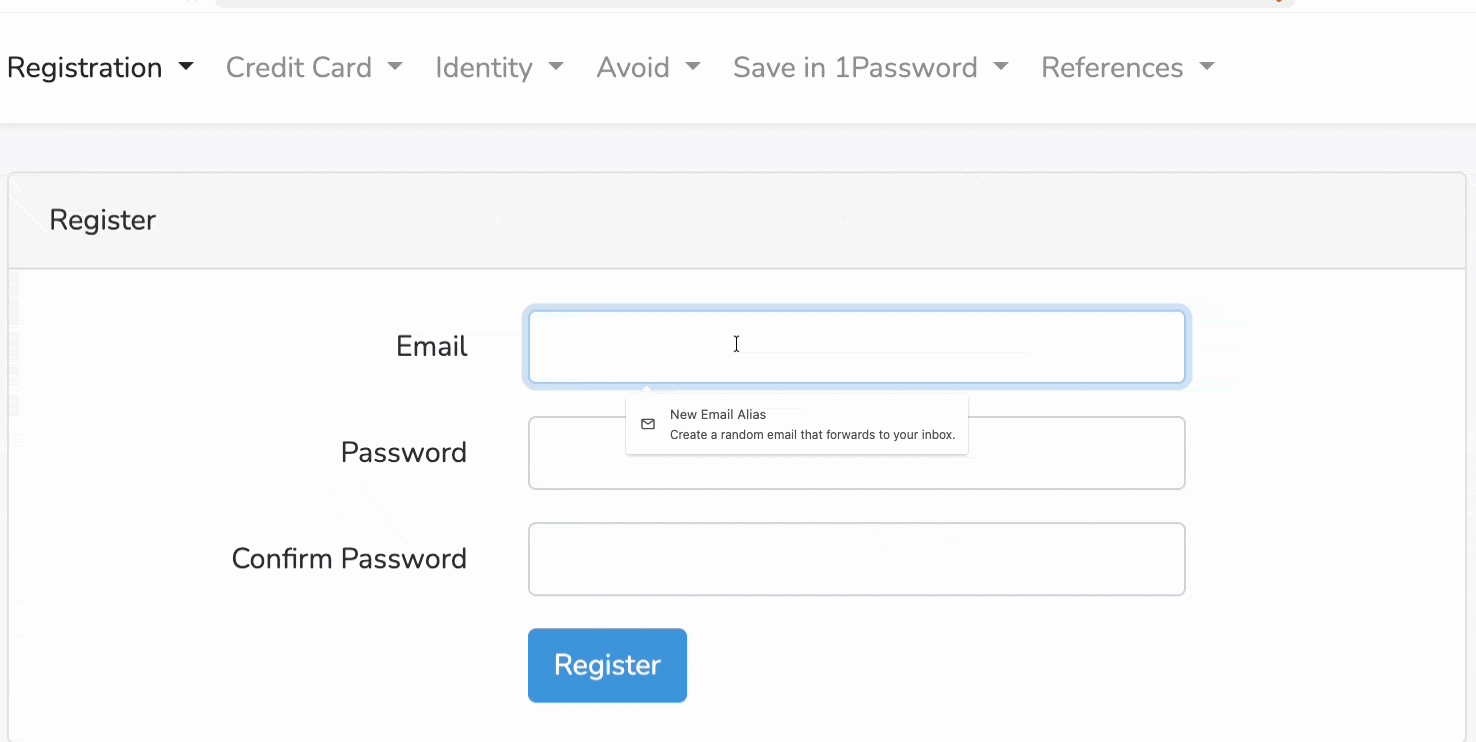 Brave Alias: e-mail oculto em cadastros 3 Demonstração do Brave Alias ao criar e-mail aleatório para um cadastro