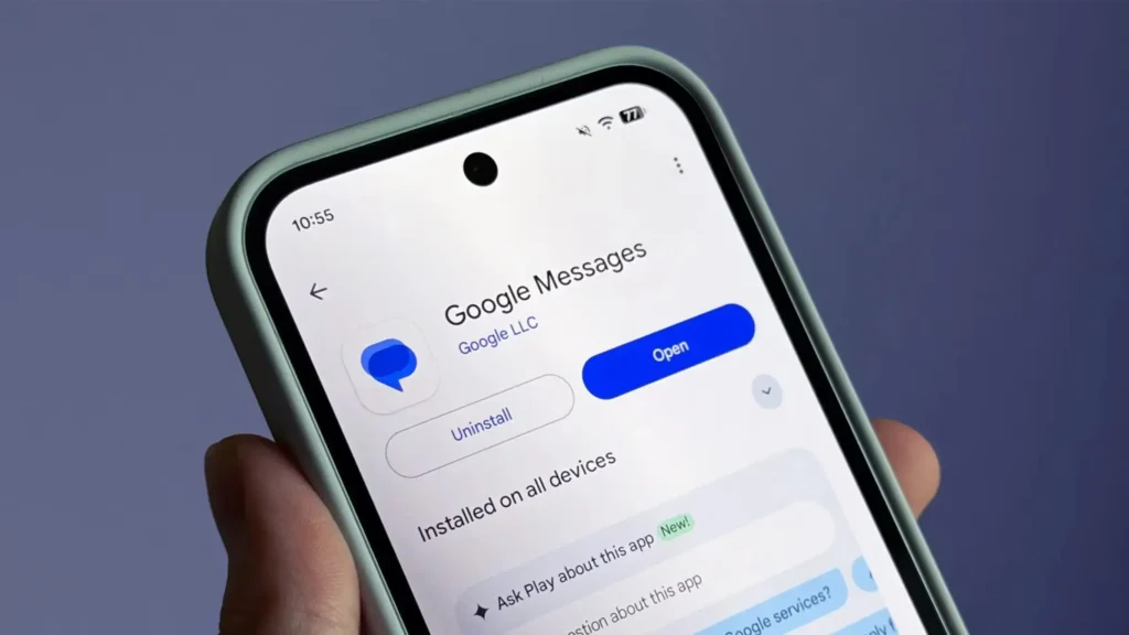 Busca do Google Messages com novo visual em celulares Android