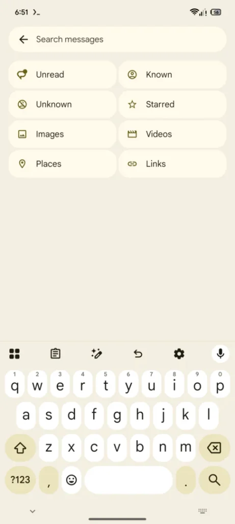 Busca do Google Messages deve ganhar um novo visual 6 messages search current 486w 1080h.png