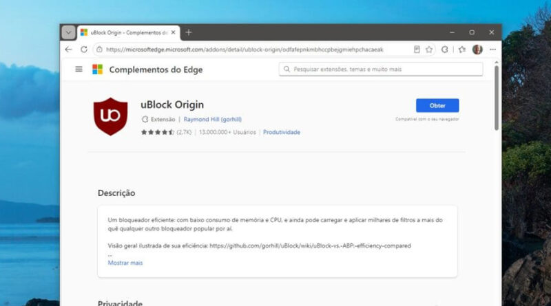 Microsoft encerrará suporte ao uBlock Origin no Edge MV2