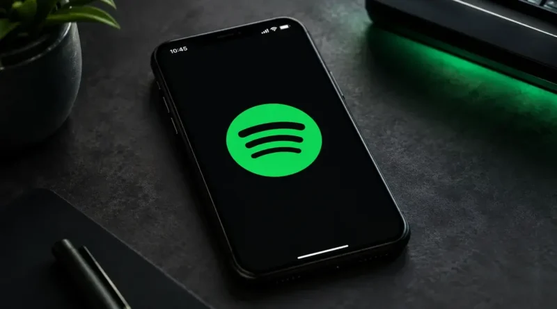 Logo do Spotify em celular ilustra falha ao seguir e bloquear perfis