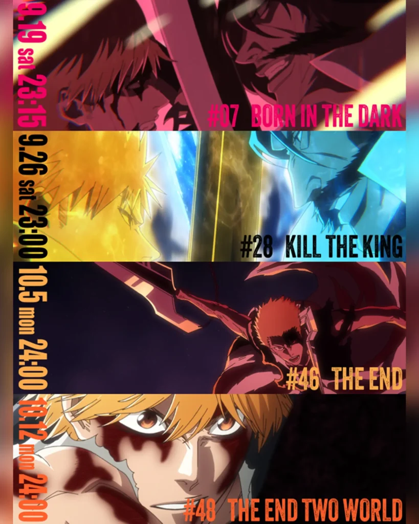 BLEACH TYBW episódios 49 e 50 adiados para outubro para melhorar qualidade 3 TV Tokyo exibirá episódios especiais durante a pausa
