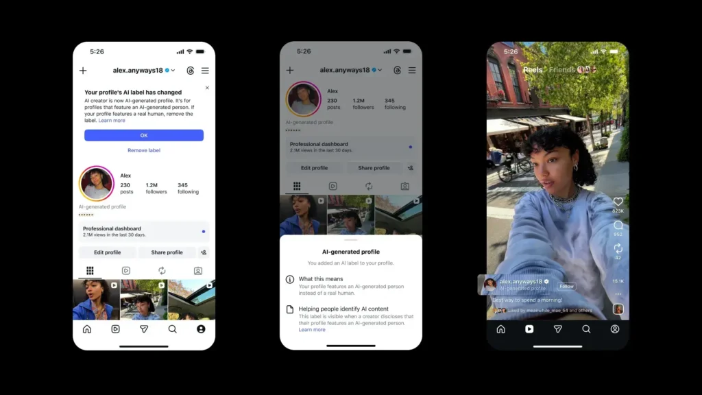 Exemplo de persona artificial em perfil do Instagram