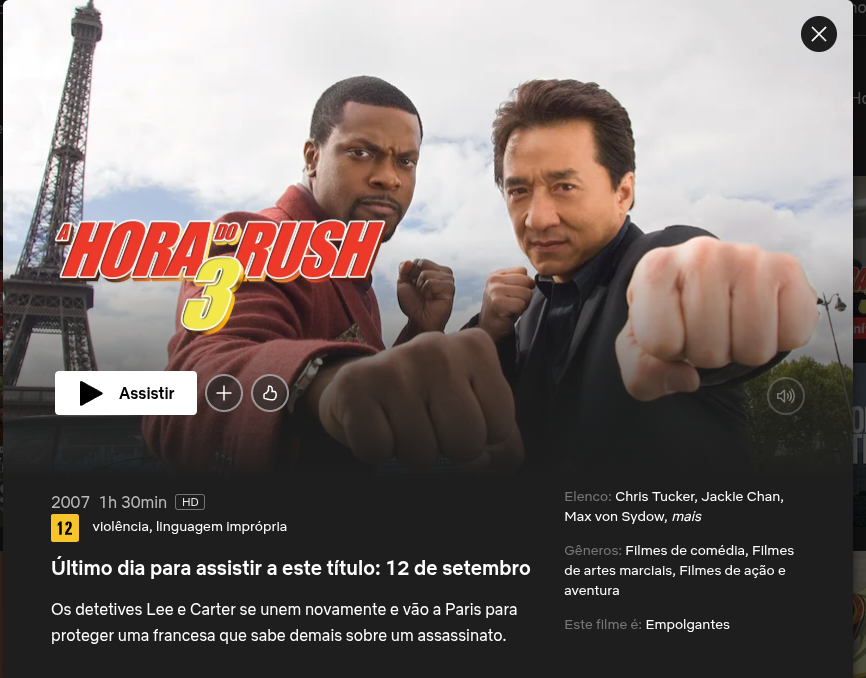 A Hora do Rush 3 vai sair da Netflix