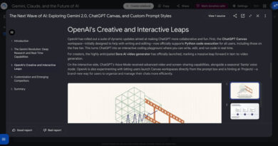 Tela dos relatórios interativos do Gemini Notebook com artefatos de aprendizagem