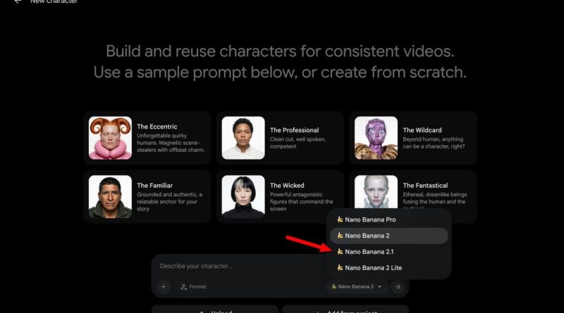 Tela do Google Flow citando possível atualização Nano Banana 2.1