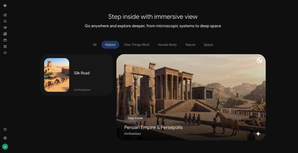 Gemini Immersive View: mapas visuais para estudar 2 Tela do Gemini Immersive View com mapa visual interativo para estudantes