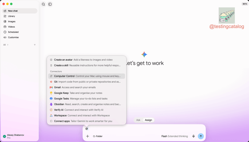 Interface do Gemini desktop com modos Ask e A