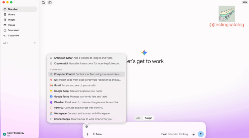 Interface do Gemini desktop com modos Ask e A