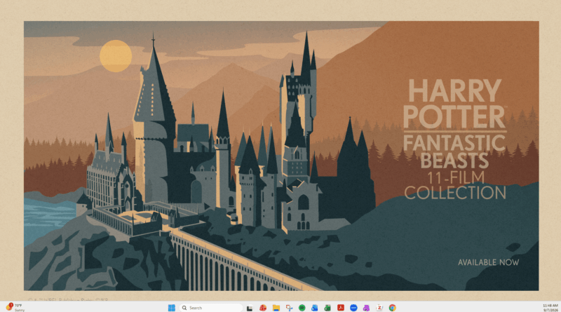 Anúncio de Harry Potter exibido pelo Bing Wallpaper no Windows 11