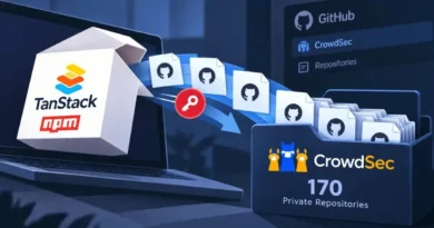 Ataque TanStack npm relacionado a repositórios privados da CrowdSec no GitHub