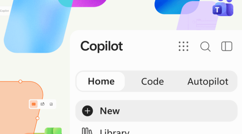 Novas abas do Microsoft Copilot incluem Home, Code e Autopilot