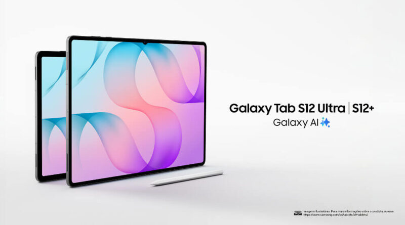 Galaxy Tab S12 Ultra e S12 Plus com telas AMOLED e S Pen