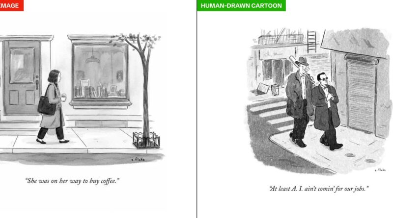 ChatGPT e cartuns falsos com assinaturas de artistas do The New Yorker