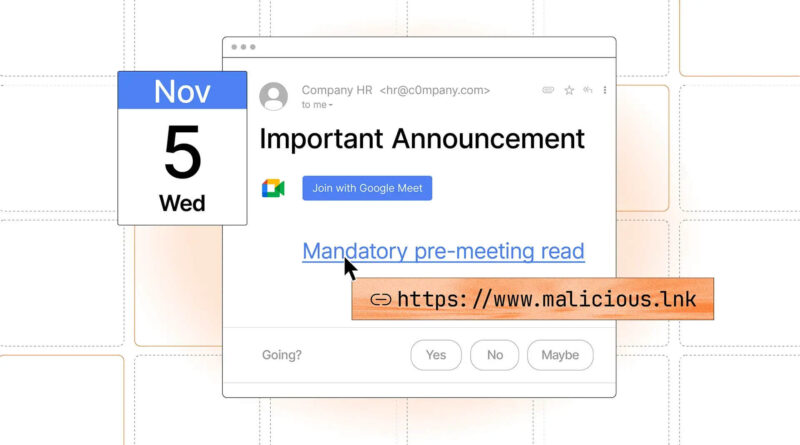 Phishing por convite de calendário explora eventos falsos e páginas de login