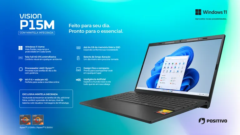 Positivo Vision P15M chega com Ryzen, tela Full HD e suporte a até 64 GB de RAM 5 88d2e31d b50e 4787 b54c 206bd3a31efc