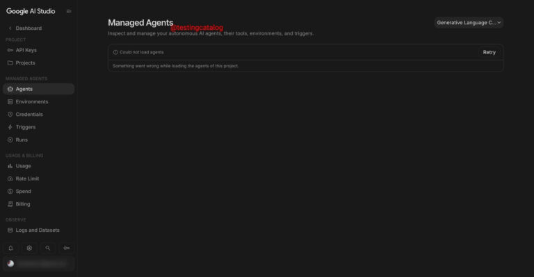 Google AI Studio prepara hub de agentes gerenciados 16 Tela do Google AI Studio com opções para agentes gerenciados