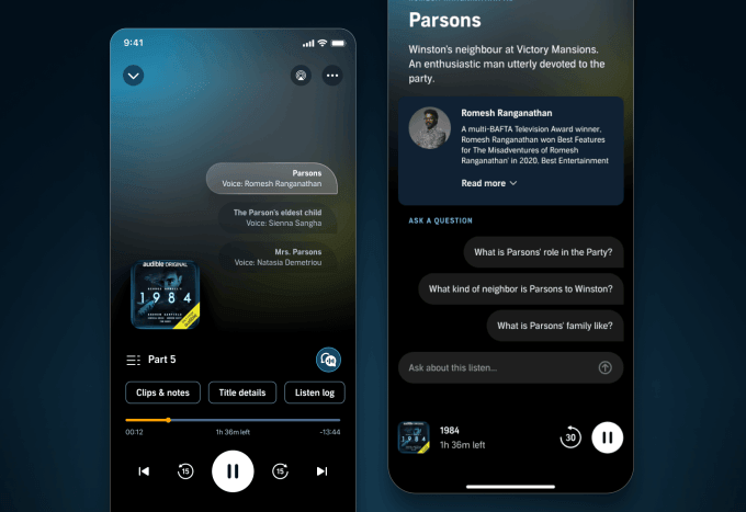 Novos recursos do Audible usam IA em audiolivros 5 Guia de personagens do Audible identifica vozes e exibe cartões sem spoilers